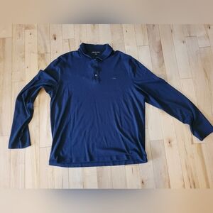 Michael Kors men's size XL navy blue long sleeve polo shirt